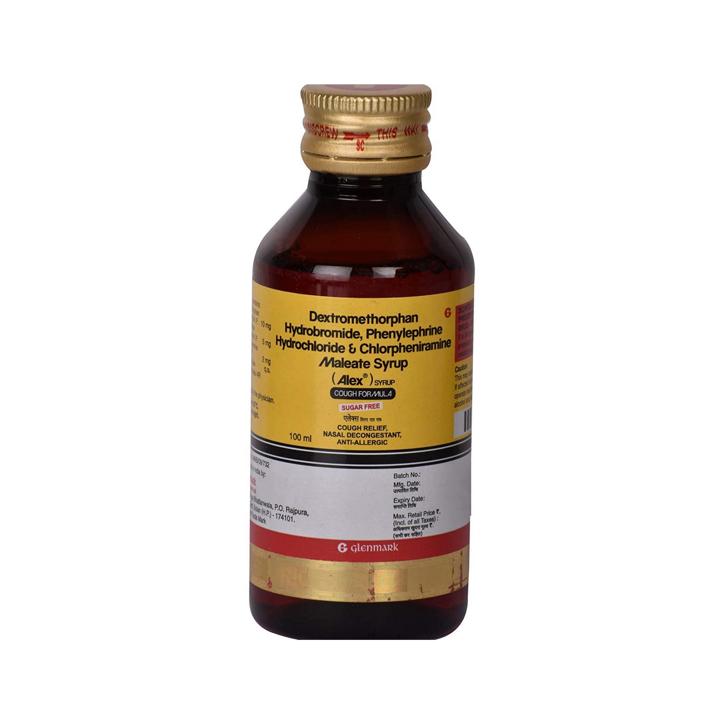 Alex Sugar Free 100ml Syrup