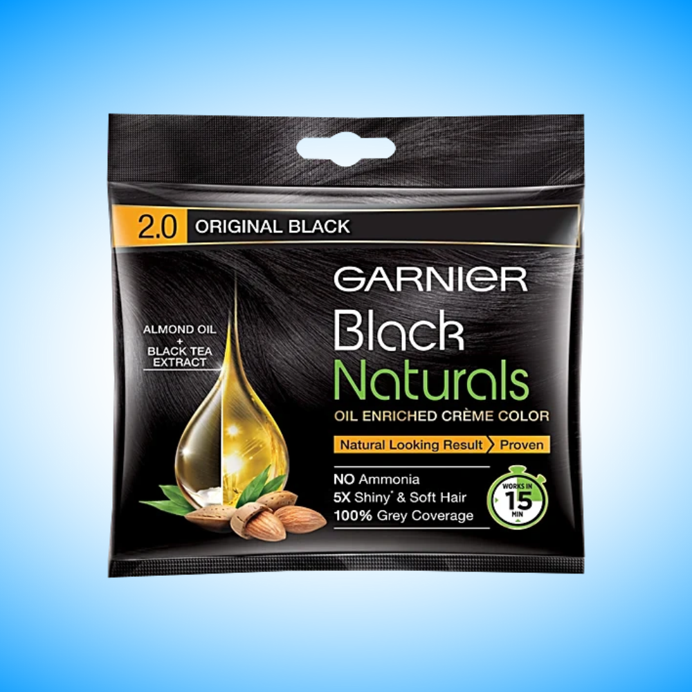 Garnier Black Naturals Hair Colour, 2.0, Original Black