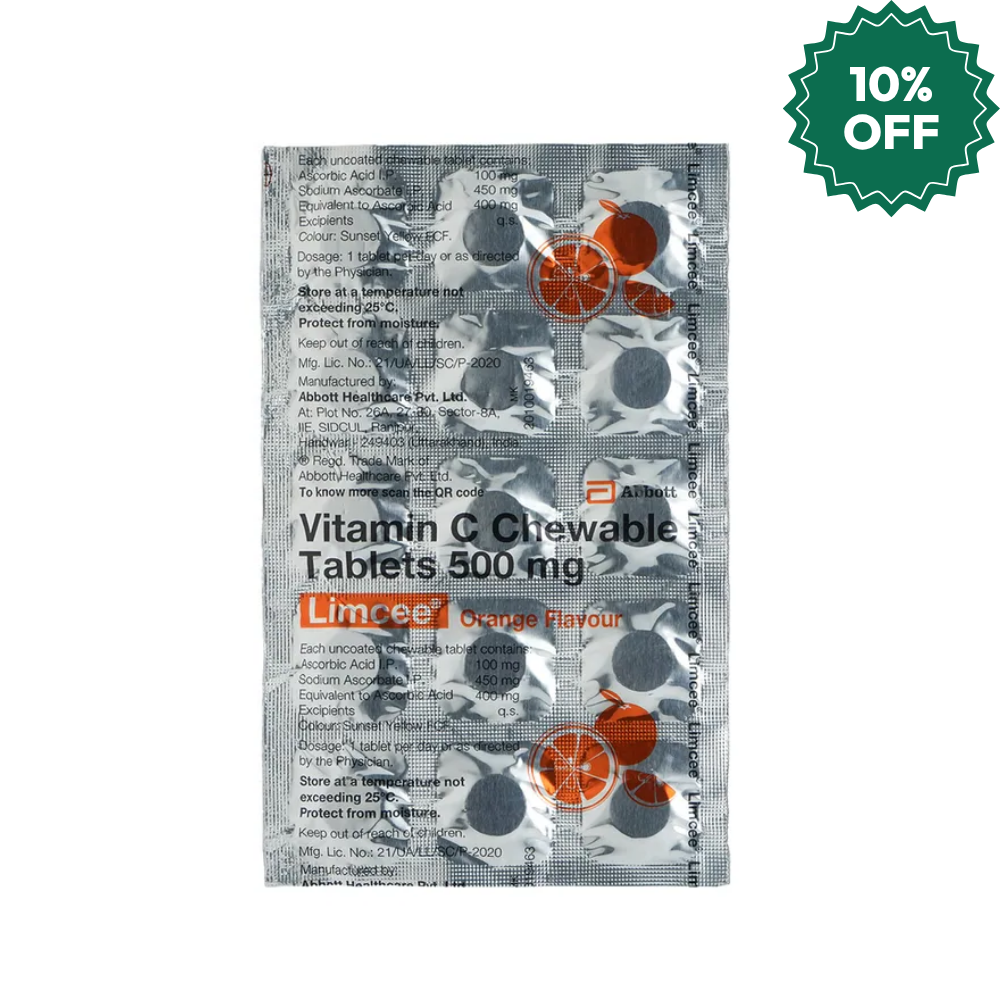 Limcee 500mg Orange Flavour Chewable Tablets